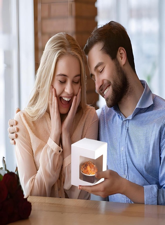 علب أكواب تويوسبورت، 24 قطعة، علب هدايا ورقية لأكواب القهوة مع نافذة، تغليف متين، تصميم مربع الشكل بغطاء قلاب، مثالية لمختلف المناسبات - Image 2